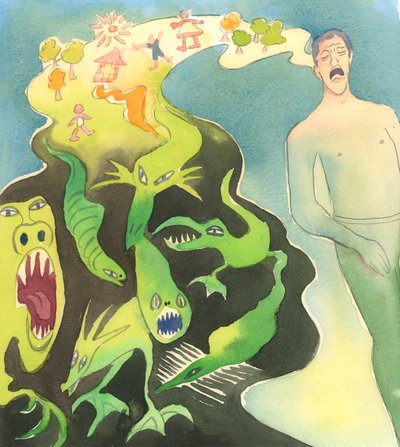 奉耶稣基督之名进行有力的祈祷，我们就能借助他的恩典，帮助那些深陷罪恶的人们消除灵魂中的邪恶影响，2005 年（纸面水彩画） 作者 伊丽莎白王