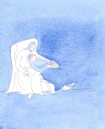 基督不让我再祈祷了，当我在一次关于他的演讲中精疲力竭时，2004 年（纸上水彩画） 作者 伊丽莎白王