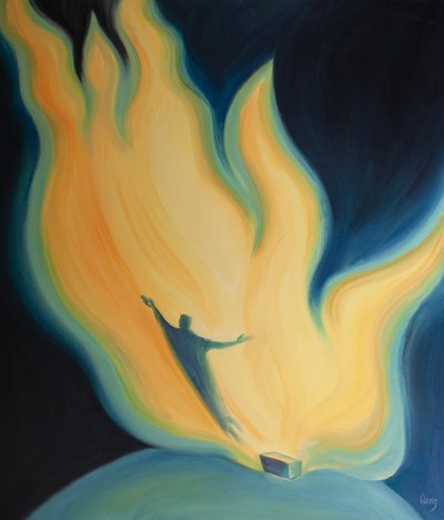 基督对父的爱就像火在燃烧，我们在其中共享和净化，2001年（船上的油） 作者 伊丽莎白王