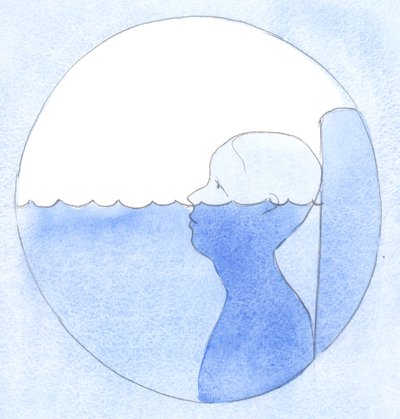 上帝有时会在沉思中给出清晰的“见识”。而只从尘世生命的水底下看到的人只有信仰的“视线”，2002年（纸上写有w - c） 作者 伊丽莎白王