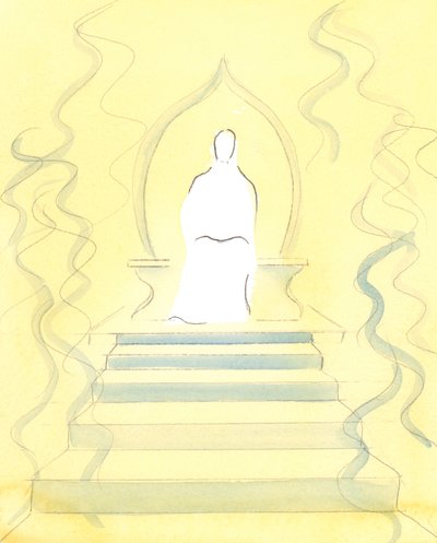 父神住在荣耀之火中，住在天上。在他的宝座前，人们被带去接受审判，2004年（纸上写有w - c） 作者 伊丽莎白王