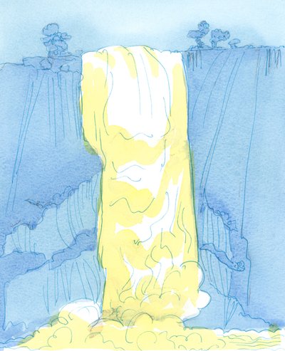 上帝的爱不断地“降临”在我们身上，仿佛从瀑布中滑落，2003年（纸上写有水） 作者 伊丽莎白王