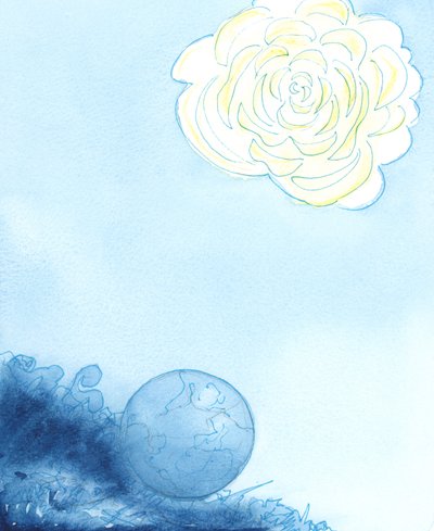 天堂被描绘成一朵巨大的花，其中心是一朵美丽，芬芳，耀眼的圣所，2003年（纸上写有w - c） 作者 伊丽莎白王