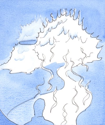 有人向我展示了神格的代表：一座火山，火的山顶向我移动，并以神圣的甜蜜感动了我，2003年（纸上写有w - c） 作者 伊丽莎白王
