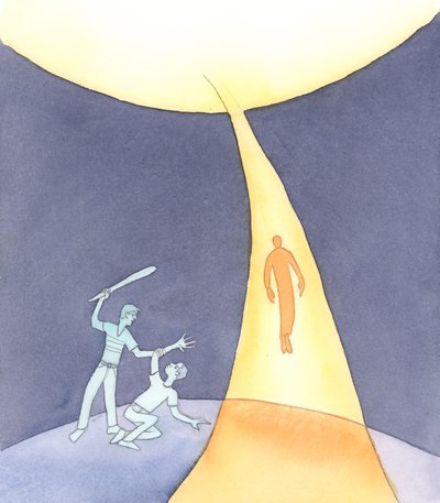 是圣灵，爱的精神，在我们死后将灵魂带到天堂，2004年（纸上写有水） 作者 伊丽莎白王