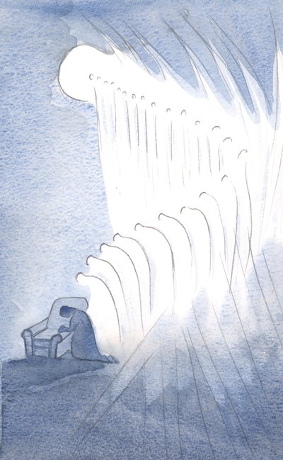 我的守护天使和其他许多人在虔诚的祈祷中鞠躬：“荣耀归于父吗？”，2001年（纸上w - c） 作者 伊丽莎白王