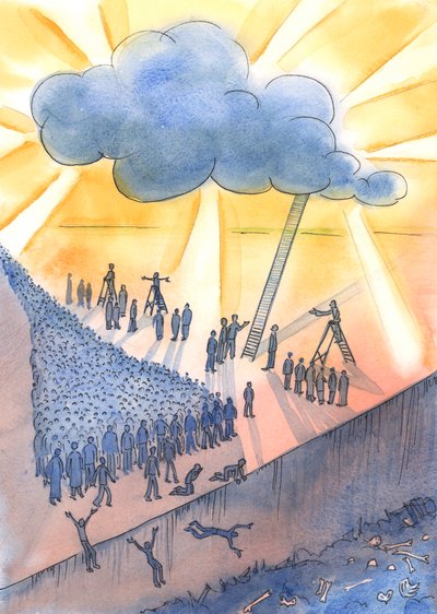 人们正在走向死亡，也许正在走向地狱，2004（w - c on paper） 作者 伊丽莎白王