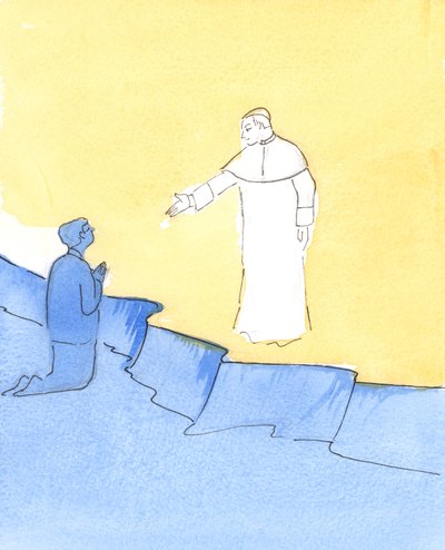 教皇约翰·保罗站在天堂，伸出援手，在我们寻求他的帮助时，2006年（纸上写真） 作者 伊丽莎白王