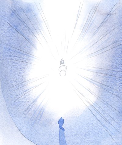 圣徒和天使聚集在三个神圣的人周围。父神以三冠王冠“加冕”，2001年（纸上w - c） 作者 伊丽莎白王