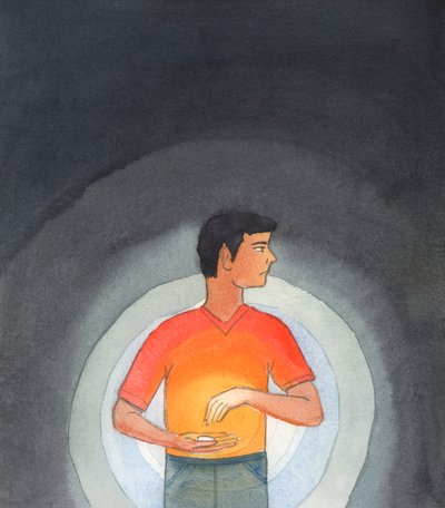 有些人把圣物当作仅仅是一点面包，而不是基督本人在面包的外表下以圣礼的形式与我们同在，2005 年（纸面水彩画） 作者 伊丽莎白王