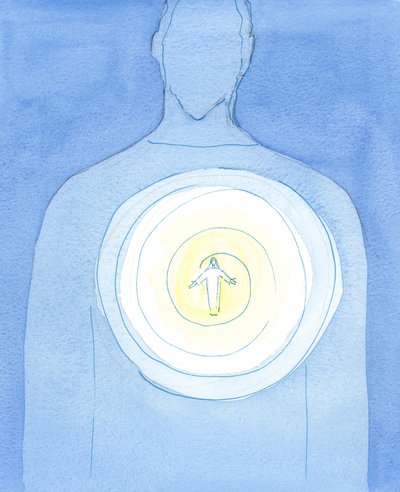 寻求“历史耶稣”的人可以通过祈祷和爱与他会面，2003年（纸上写真） 作者 伊丽莎白王