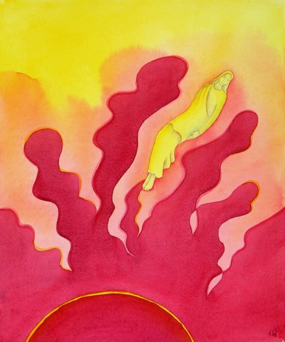 圣母玛利亚的升天，被圣灵提升到天堂，2001年（纸上水） 作者 伊丽莎白王