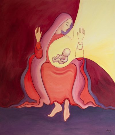 圣母玛利亚是“圣殿”？她的子宫里生有上帝的儿子，并受到永远的尊敬，2001年（机上有油） 作者 伊丽莎白王