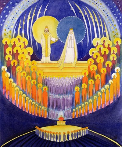 圣母玛利亚的加冕礼和诸圣的荣耀，2003年（纸上w - c） 作者 伊丽莎白王