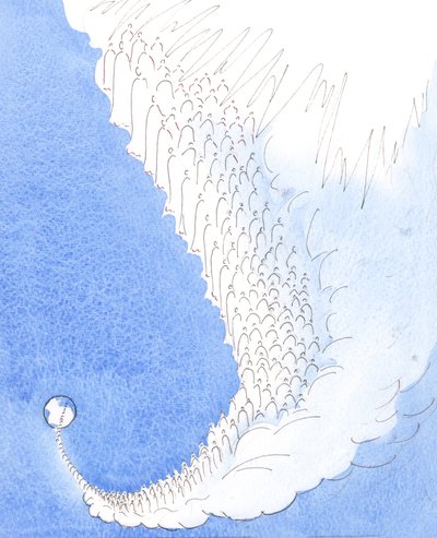 天上的圣人意识到了罪的问题，2005 年（纸上水彩画） 作者 伊丽莎白王