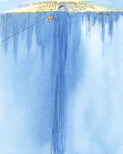 从生到死的旅程就像乘坐缆车在两座山峰之间，2004年（纸上写有w - c） 作者 伊丽莎白王