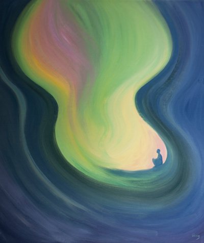 灵魂就像一个洞穴，基督在祷告中将光倒入其中时净化和扩大，2000年（船上有油） 作者 伊丽莎白王