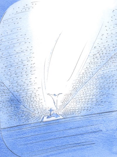 整个教会聚集在牺牲的中心地带：天上，地上和炼狱教堂，2002年（纸上写有w - c） 作者 伊丽莎白王