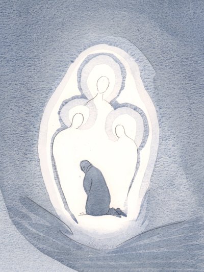 当我们生活在恩典状态下时，我们爱并崇拜我们内心的三个神人，2000年（纸上写真） 作者 伊丽莎白王