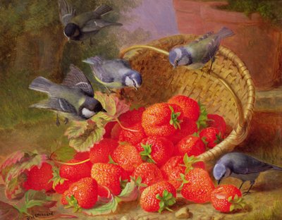 静物与草莓和Bluetits 作者 Eloise Harriet Stannard