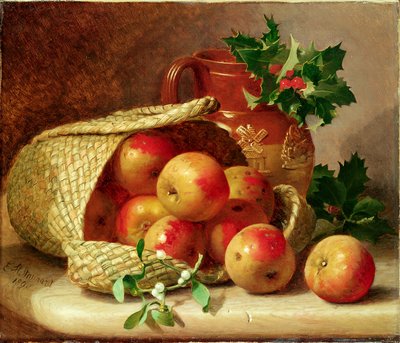 静物与冬青和槲寄生 作者 Eloise Harriet Stannard