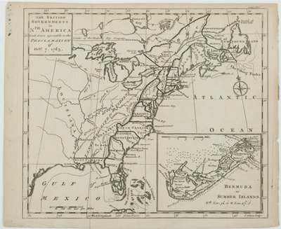 北美英国政府地图，由 J. Gibson 雕刻 作者 伊曼纽尔·鲍恩（Emanuel Bowen）