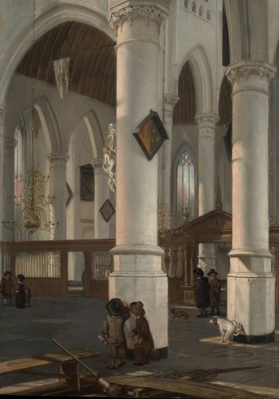 代尔夫特（Oft Kerk）的内部，大概是1650年。 作者 伊曼纽尔·德·威特