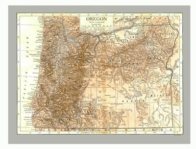 俄勒冈州地图，建于1910年。 作者 埃默里·沃克