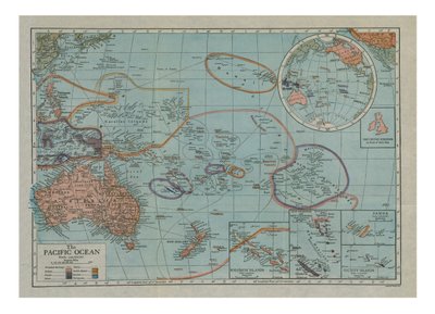 太平洋地图，c1910年代。 作者 埃默里·沃克