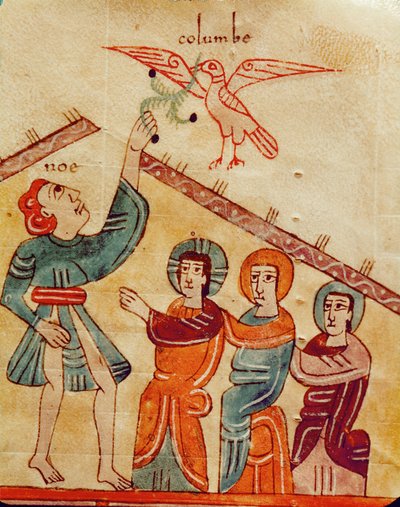 诺亚从鸽子嘴里摘下橄榄枝 作者 