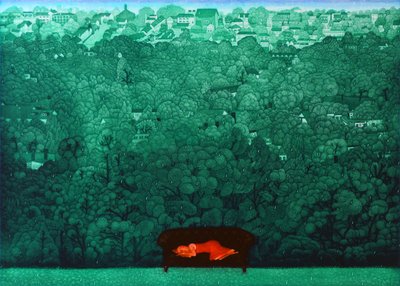 雨中的遐想，2009 年（蚀刻版画） 作者 相田惠美子