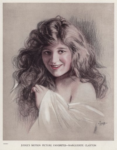 玛格丽特·克莱顿（Marguerite Clayton），美国无声电影女演员（彩色光刻） 作者 埃米尔·弗洛里（Emil Flohri）