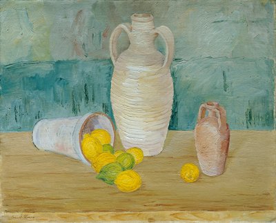 石壶和柠檬静物画 作者 埃米尔克劳斯