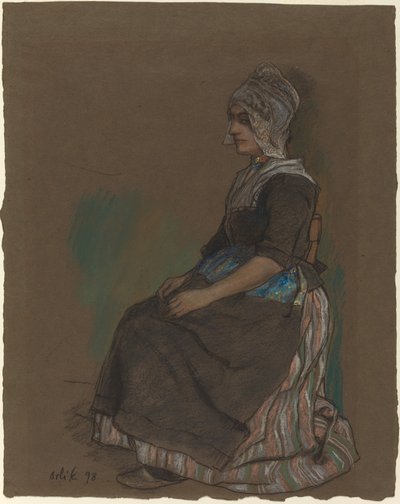 沃伦达姆女孩的服装 作者 埃米尔·奥尔里克（Emil Orlik）