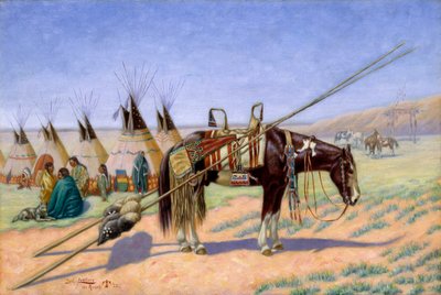 在101牧场营地的印第安人，1922年。 作者 埃米尔·W·莱德斯