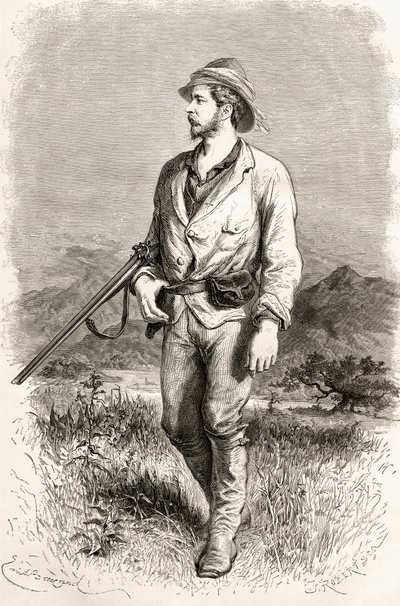 亨利·莫顿·斯坦利爵士，1878年出版的J.罗伯特镌刻的“手中的世界”插图 作者 埃米尔·安托万·贝亚德