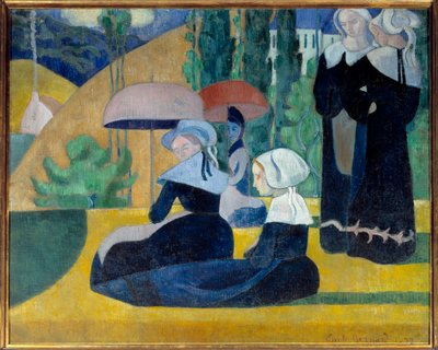 带雨伞的布列塔尼人 作者 埃米尔·伯纳德（Emile Bernard）