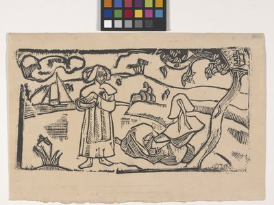 Deux Bretonnes（两个布列塔尼女人）（木刻版画） 作者 埃米尔·伯纳德（Emile Bernard）