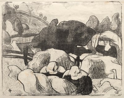布列塔尼妇女堆干草堆 作者 埃米尔·伯纳德（Emile Bernard）