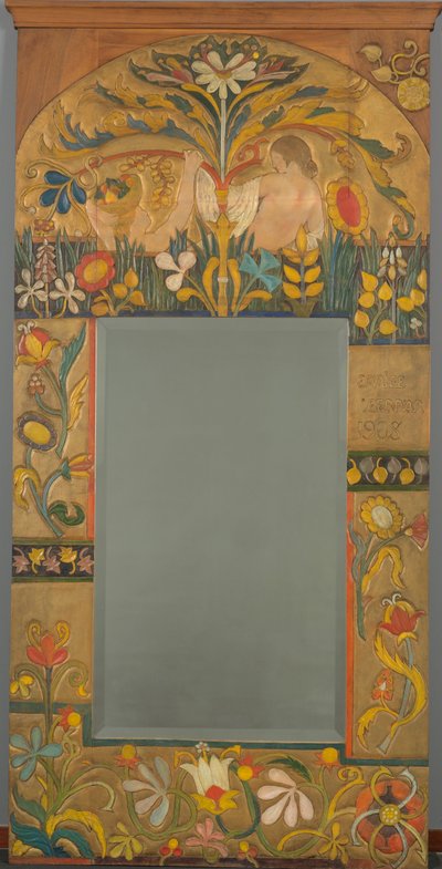 镜框装饰着植物，花朵和两个女人的身影 作者 埃米尔·伯纳德（Emile Bernard）