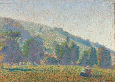 两名布列塔尼妇女在草地上，1886年 作者 埃米尔·伯纳德（Emile Bernard）