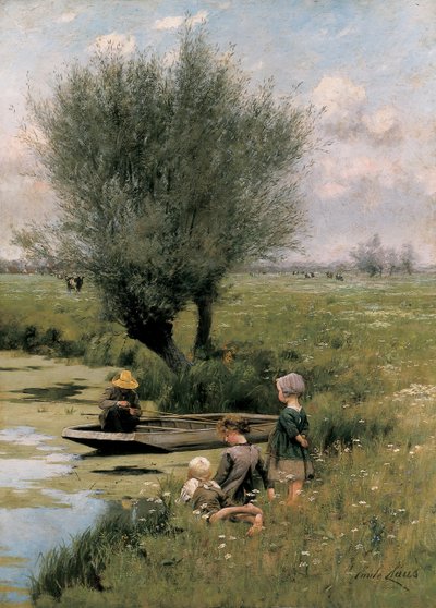在河边 作者 Emile Claus