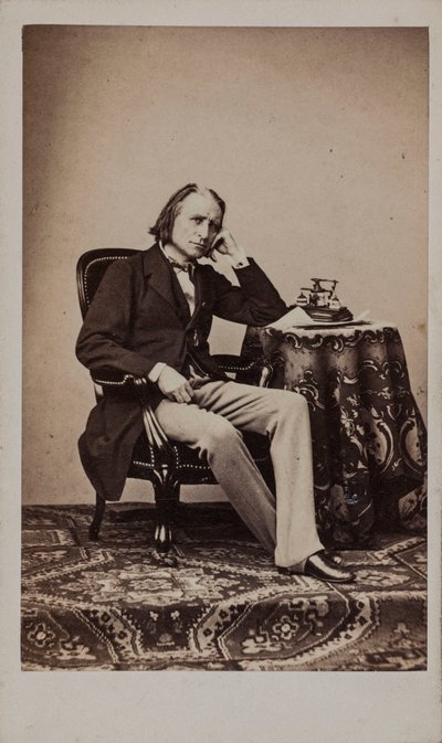 作曲家弗朗兹-李斯特1811-1886年的画像。 作者 Emile Desmaisons