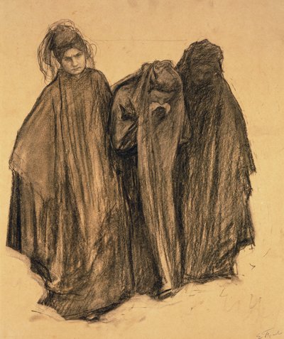 研究La D0uleur，1899年（木炭纸上） 作者 埃米尔·弗里安特（Emile Friant）