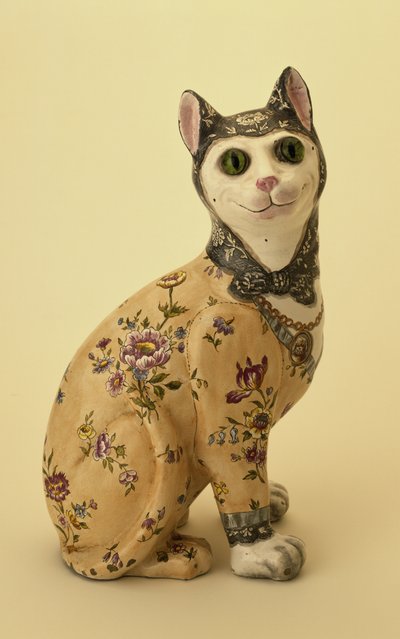 猫的图（锡釉陶器） 作者 埃米尔·加勒（Emile Galle）