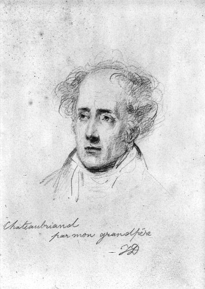Francois Rene的肖像（1768-1848）Vicomte de Chateaubriand，c.1829 作者 埃米尔·让·霍勒斯·韦尔内