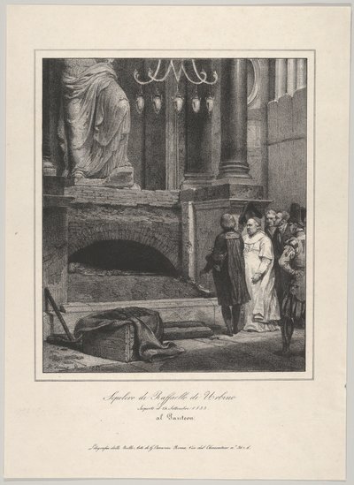拉斐尔之墓，1833年9月14日开放，罗马万神殿，1833年。 作者 埃米尔·让·霍勒斯·韦尔内