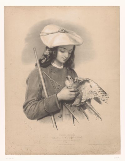来自比利牛斯山脉的牧羊人手里拿着一只猎鹰 Pâtre des Pyrenees (Ossun)（物体上的标题） 选定艺术家的研究（系列名称） Études choisies（对象上的系列标题） 作者 埃米尔·拉萨尔（Emile Lassalle）