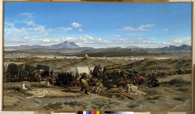 中午扎营。埃米尔-卢邦（1809-1863 年）的画作。布面油画。埃克斯普罗旺斯格拉内特博物馆 作者 埃米尔·卢本（Emile Loubon）