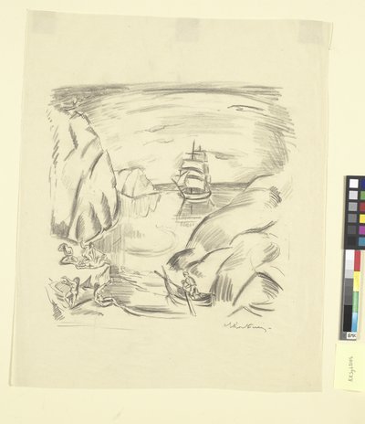 有帆船和浴女的海湾 作者 埃米尔·奥东·弗里斯
